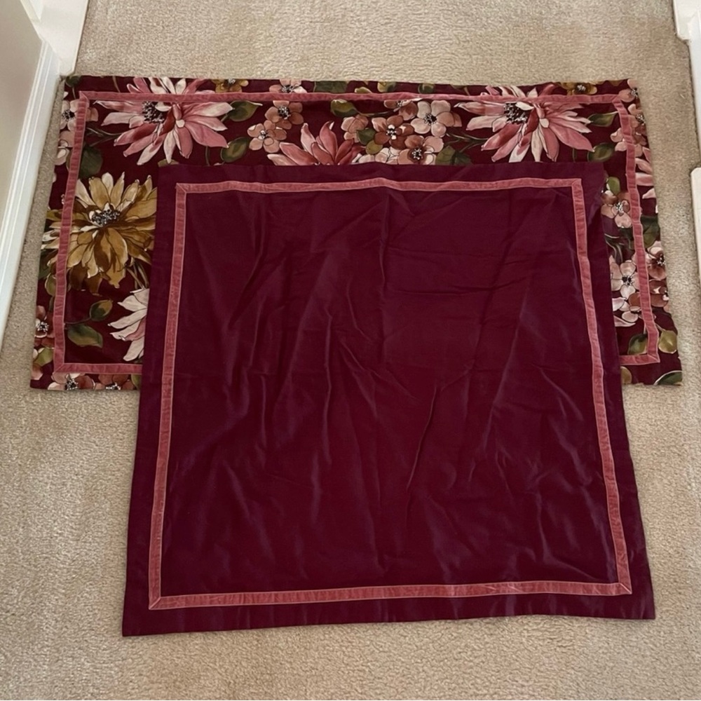 Floral Burgundy Pillow Shams - Set of 4